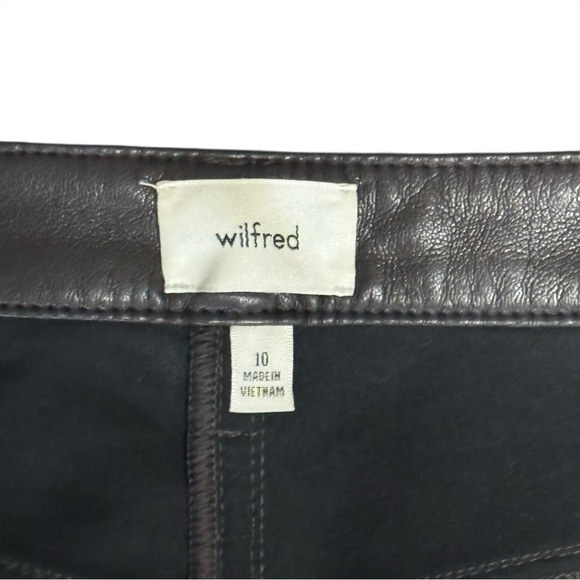 Aritzia Wilfred Melina Faux Leather Vegan Straight Leg Pants Brown Chocolate 10 - Picture 5 of 6